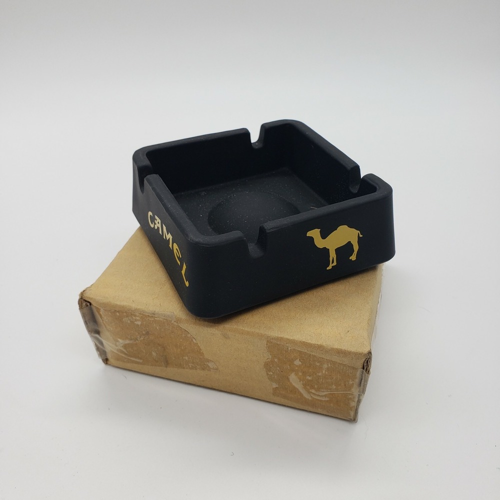 Camel Square Matte Black Ashtray Ceramic /‎ Glass New in box